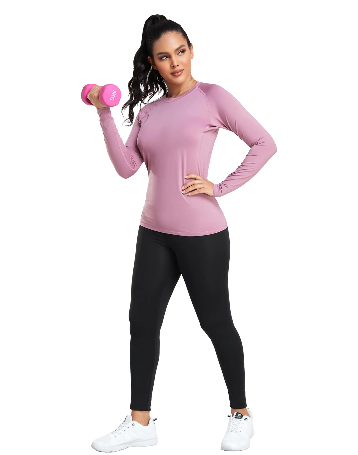 TELALEO 4 Pack Women's Compression Shirt Long Sleeve Performance Workout Baselayer Athletic Top Sports Gear Large Long Sleeve-black+grey+blue+purple Rieworkes