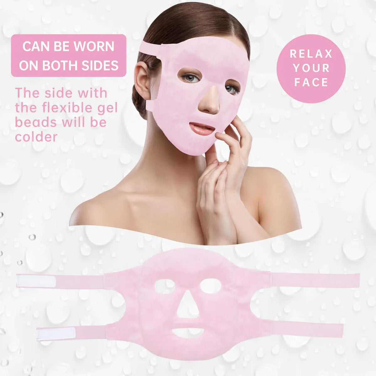 Face Eye Mask Ice Pack for Reducing Puffiness, Bags Under Eyes, Puffy Dark Circles, Migraine,Hot/Cold Pack with Soft Plush Backing (Pink #19) Pink #19 Rieworkes