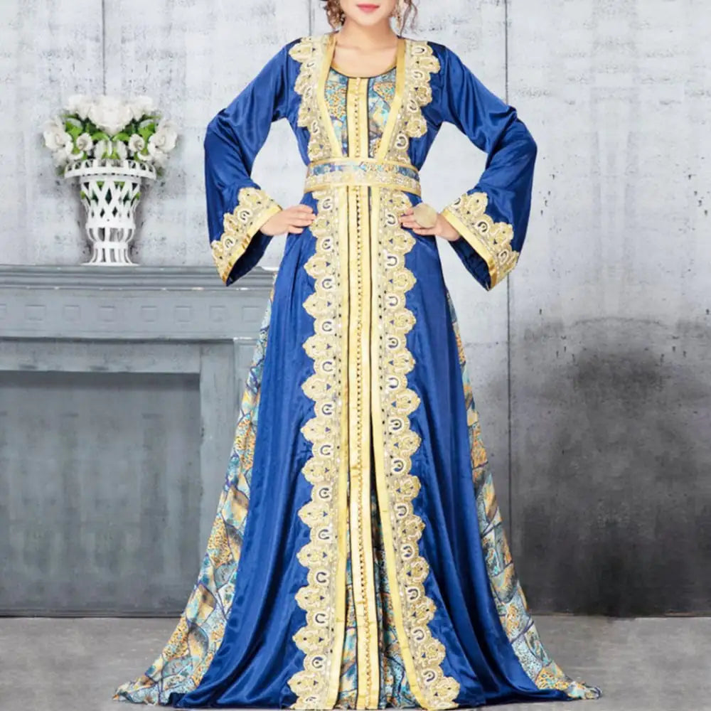 Middle Eastern Printed Muslim Robe Dress Mimarta