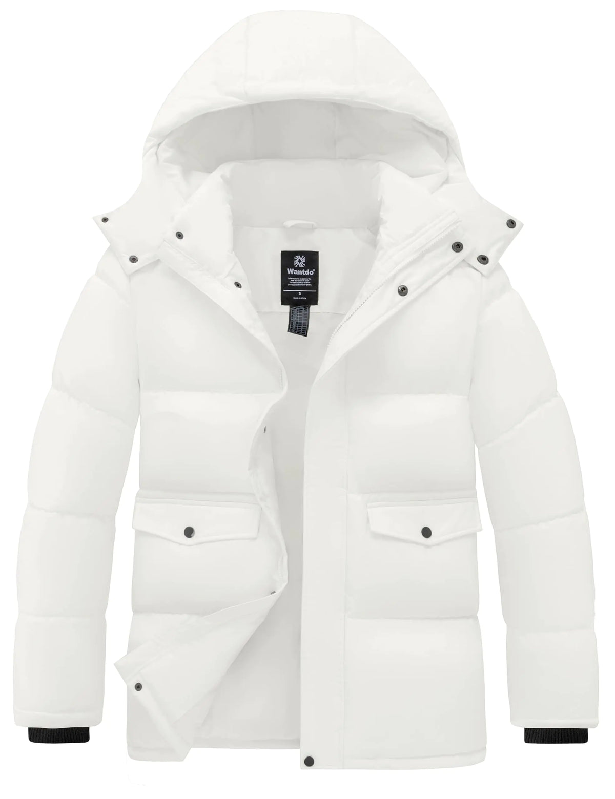 wantdo Mens Warm Puffer Jacket Warm Winter Coats Long Winter Parka Jacket (White X-Large) Mimarta
