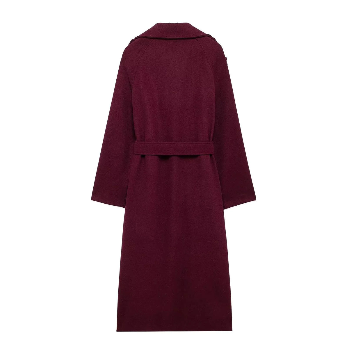Elegant Bordeaux Lapel Mix Maxi Overcoat Rieworkes