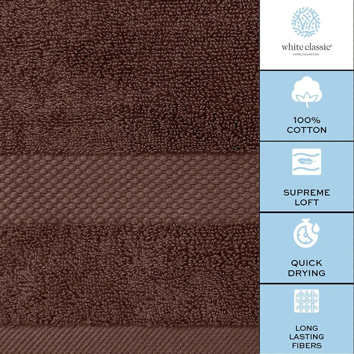 Luxury Brown Bath Towel 8 Piece Set Combed Cotton Hotel Quality Brown Towels Set Rieworkes