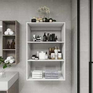 B4 Bathroom colset shelves Wood Modular Closet System Wall Mounted Shelves Walk in Clothes Storage Cabinet Shelving Built in Closet Organizer for Bedroom White 31.49''W x 16.04''D x 47.24''H Rieworkes