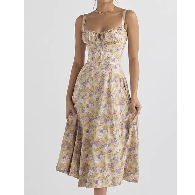 Elegant Floral Sleeveless Maxi Dress Rieworkes