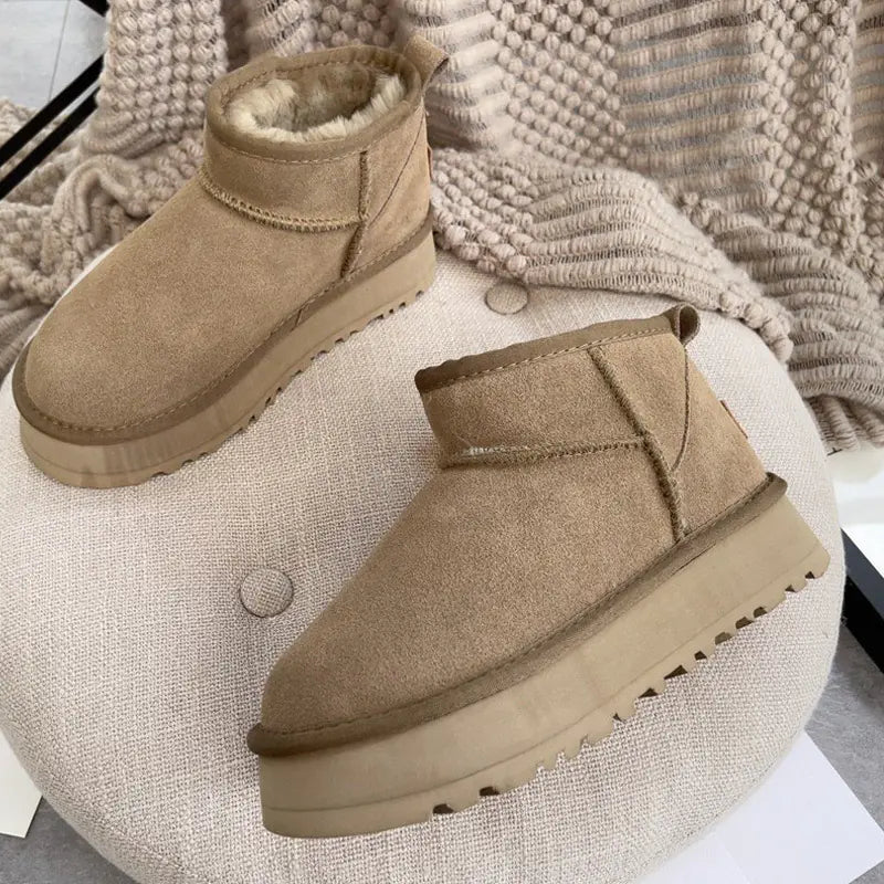 Women's Thick-soled Winter Boots - Warm Short Ankle Shoes Mimarta