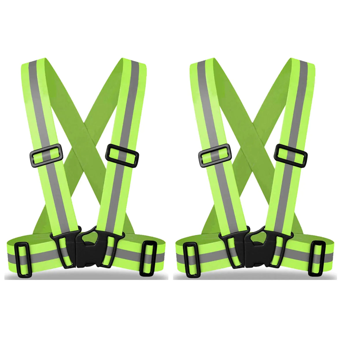 zojo Kids Reflective Vest 2pcs | Lightweight Adjustable & Elastic | Safety & High Visibility for Running Jogging Walking Cycling | Fits Outdoor Clothing (Neon Yellow-Kids Size) Mimarta