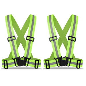 zojo Kids Reflective Vest 2pcs | Lightweight Adjustable & Elastic | Safety & High Visibility for Running Jogging Walking Cycling | Fits Outdoor Clothing (Neon Yellow-Kids Size) Mimarta