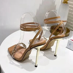 Clear Crystal Ankle Strap Heels Rieworkes