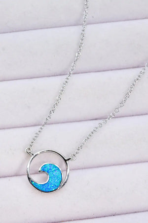 Opal Wave Pendant Necklace Rieworkes