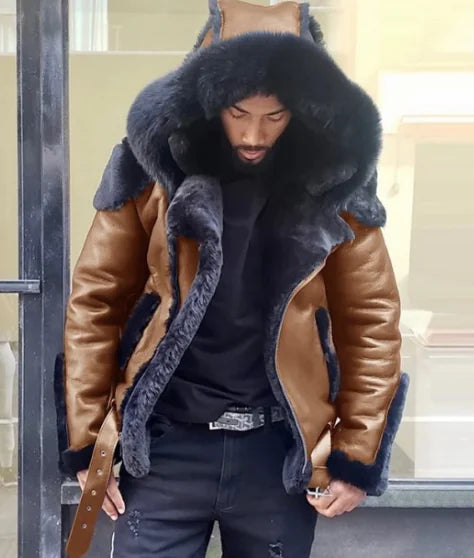 Howl Men's Coat - Thick PU Leather Jacket with Hood Mimarta