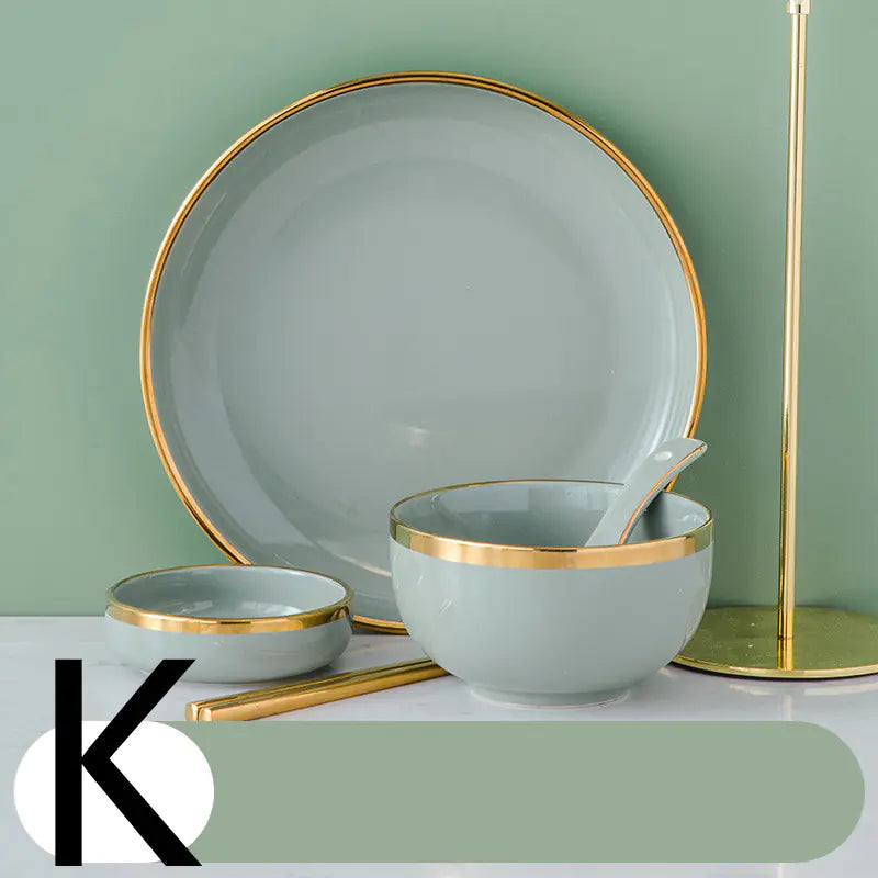 Light Luxury Large Ceramic Rice Bowl Tableware Set Mimarta