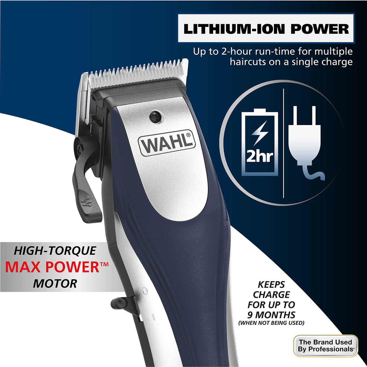 Wahl Lithium Ion Pro Rechargeable Cordless Hair Clippers for Men, Woman, & Children with Smart Charge Technology for Convenient at Home Haircutting - Model 79470 Sliver 22 Piece Set Rieworkes
