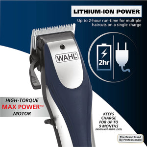 Wahl Lithium Ion Pro Rechargeable Cordless Hair Clippers for Men, Woman, & Children with Smart Charge Technology for Convenient at Home Haircutting - Model 79470 Sliver 22 Piece Set Rieworkes