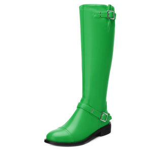 WAYDERNS Green Knee High Boots for Women Low Heel Round Toe 1 Inch Tall Boots Zipper Comfortable Riding Party Fall Winter Boots Size 11 Mimarta