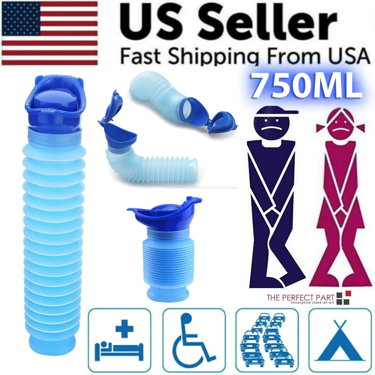 Male Female Portable Urinal Travel Camping Car Toilet Pee Bottle Emergency Kit Rieworkes