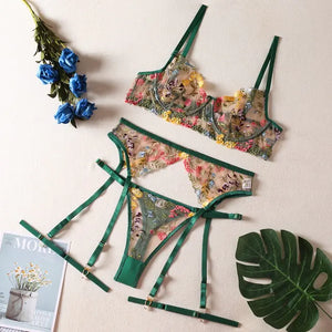 Transparent Bra Floral Embroidery Underwear Rieworkes
