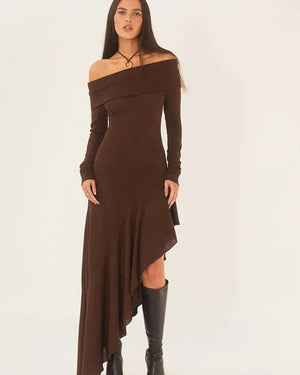 Long Sleeve Ruffled Long Dress Rieworkes