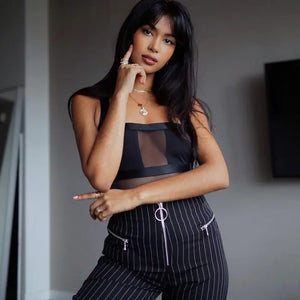 Bangniweigou Sheer Mesh Bodysuit - Sexy Spaghetti Strap Backless Romper for Women Rieworkes