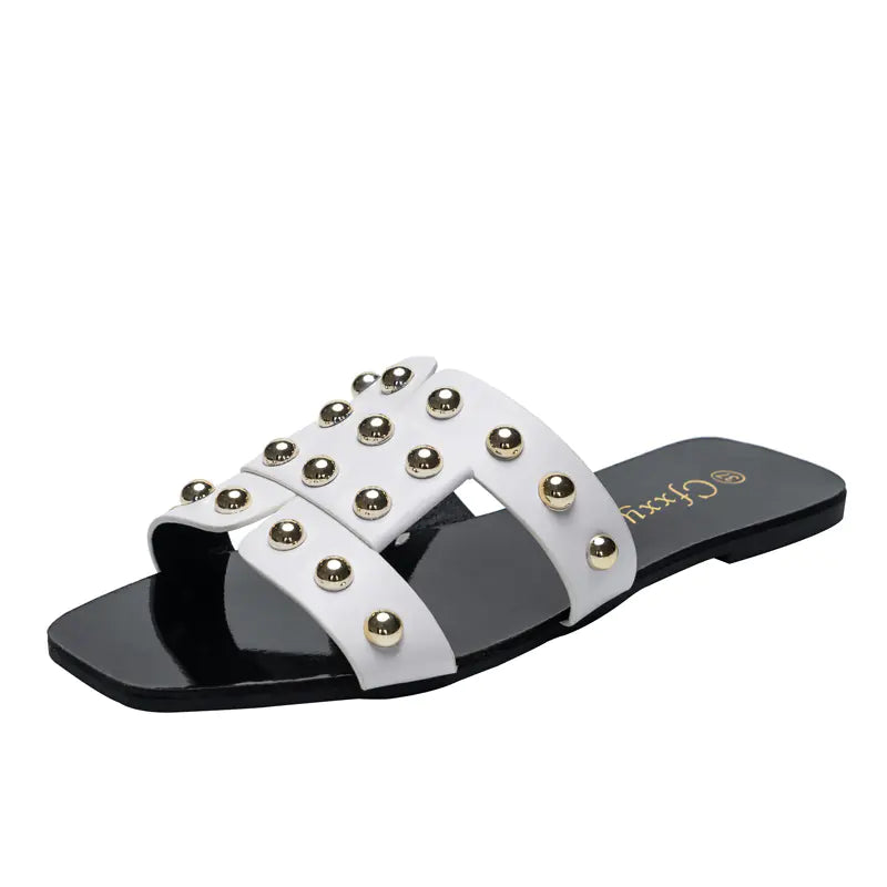 Fashion Rivet Flat Sandals for Women’s Casual Wear Rieworkes