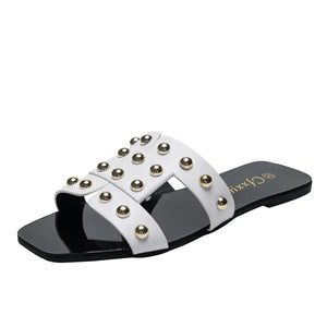 Fashion Rivet Flat Sandals for Women’s Casual Wear Rieworkes