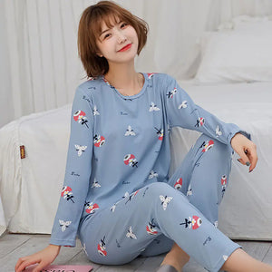 Women's Long-Sleeved Pajama Set in Cute Design Mimarta