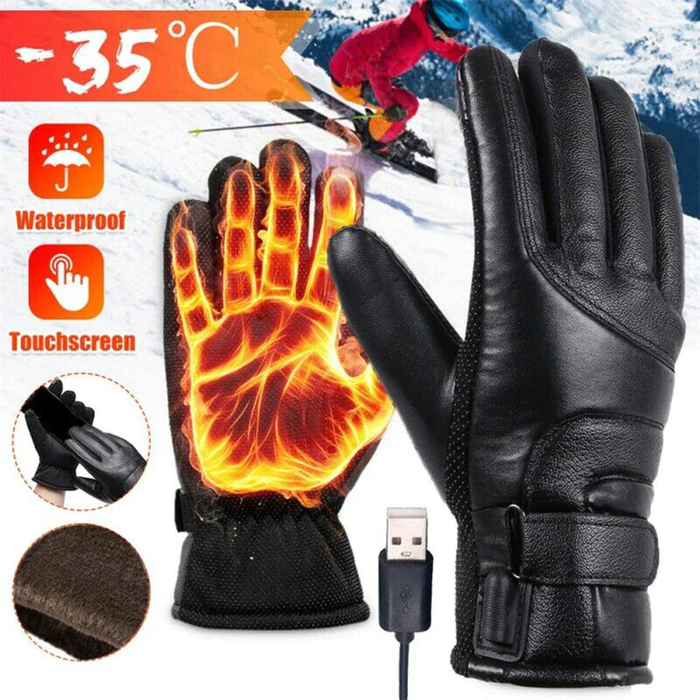 Electric USB Heated Gloves Winter Warming Thermal Ski Snow Hand Warm Windproof Rieworkes