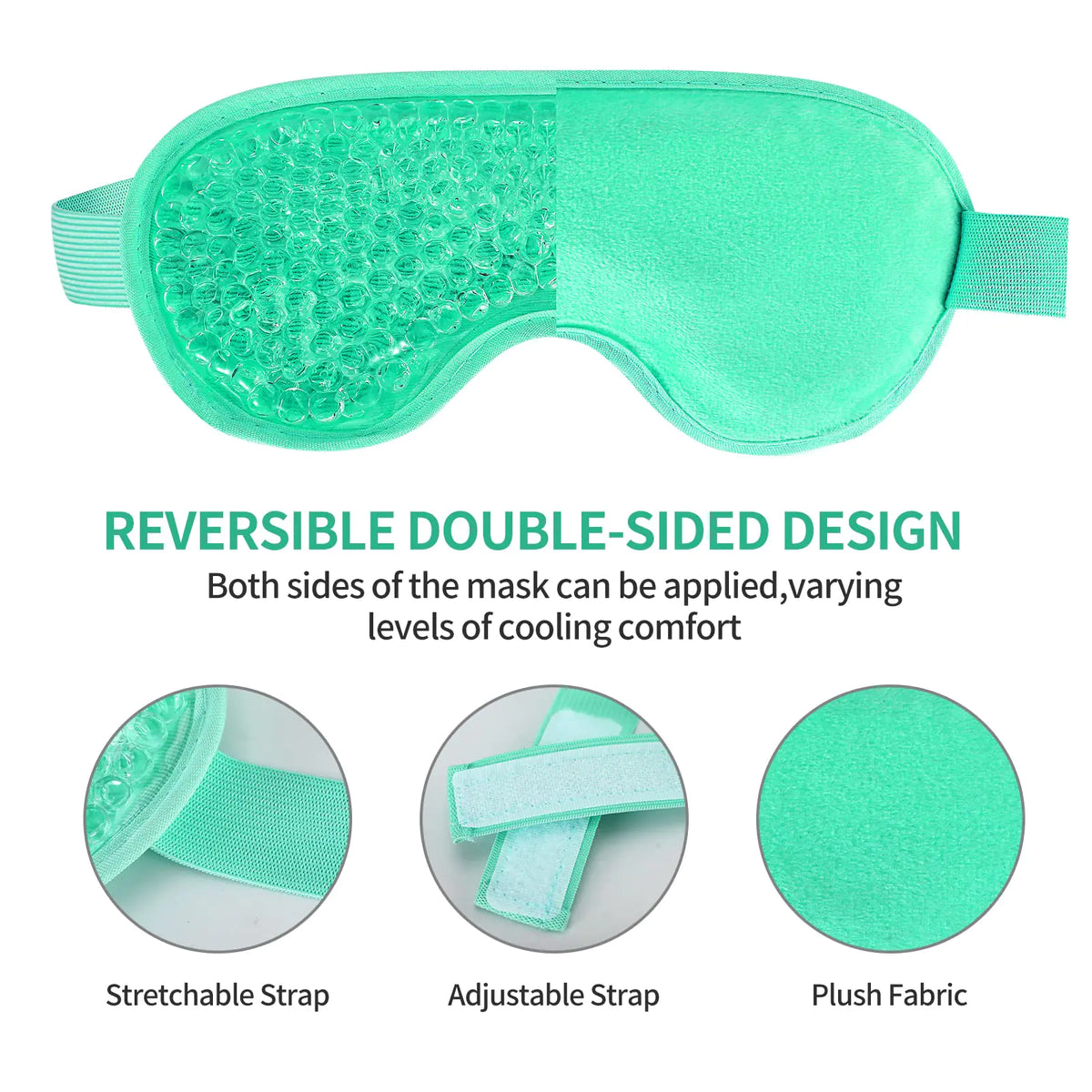 2PCS Gel Eye Mask Reusable Hot Cold Therapy Gel Bead Eye Mask for Puffiness /Dark Circles/Eye Bags /Dry Eyes/Headaches/Migraines/Stress Relief, Cooling Eye Mask Hot/Cold Compress Eye Mask (Green) Green Rieworkes