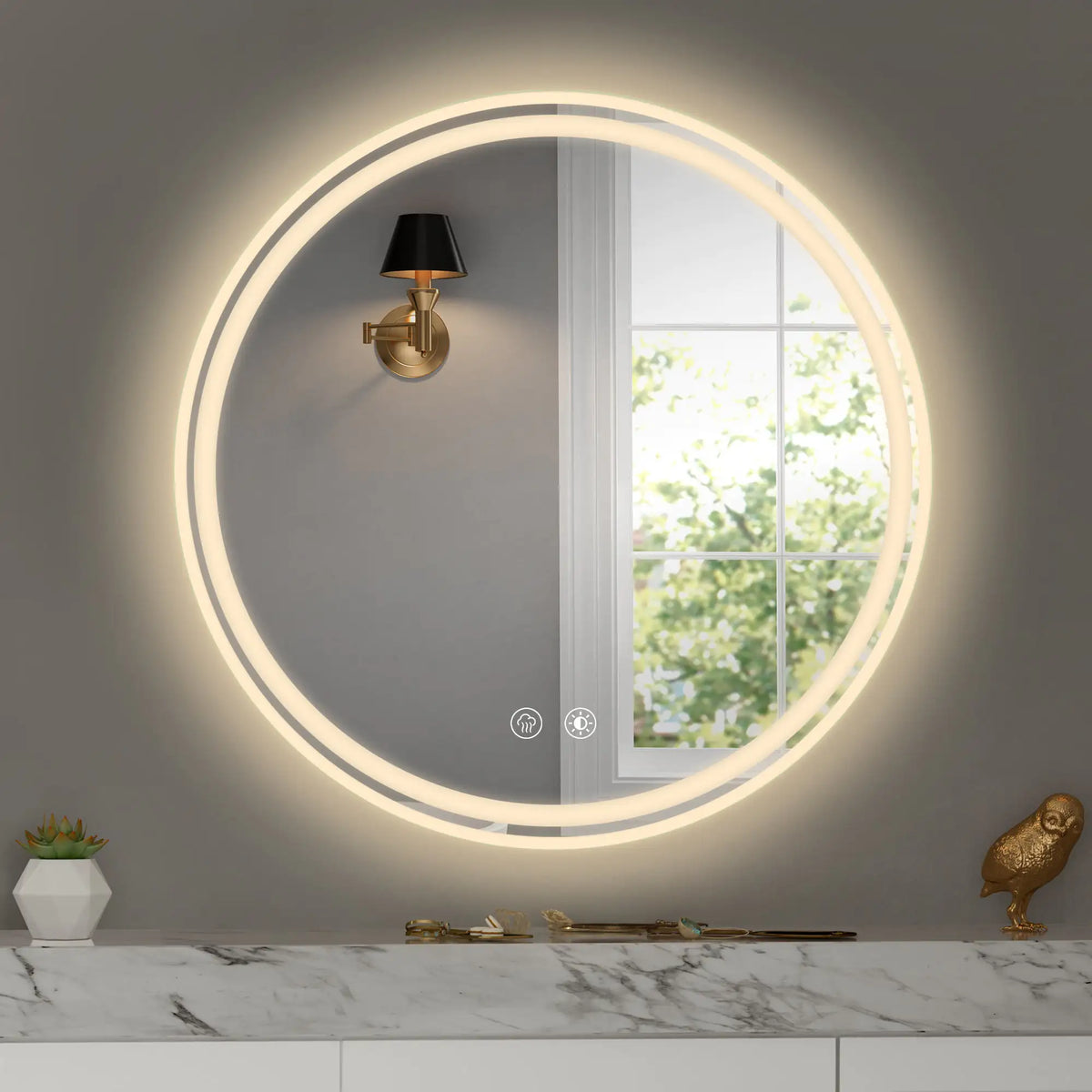 28 Inch Round LED Bathroom Mirror -Wall Mounted Mimarta