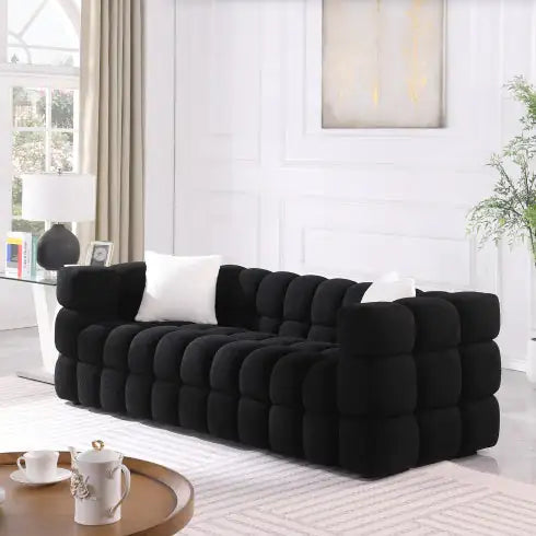 84.3 Length ,35.83 Deepth ,human Body Structure For USA People, Marshmallow Sofa,boucle Sofa ,White Color,3 Seater Rieworkes