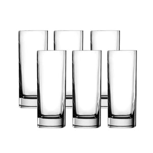 Luigi Bormioli Strauss - Set of 6 Highball Glasses - Elegant Square Crystal 16.5 Oz. Drinking Glass for Cocktails Water Juice Made in Italy. Mimarta