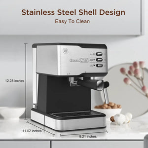 Geek Chef Espresso Machine, Espresso&Cappuccino Latte Maker 20 Bar Coffee Machine Compatible With ESE POD Capsules Filter&Milk Frother Steam Wand, 950W, 1.5L Water Tank,Ban Rieworkes