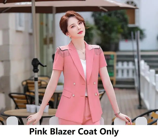 Elegant Green Women's Business Suit with Pants &amp; Jacket Mimarta
