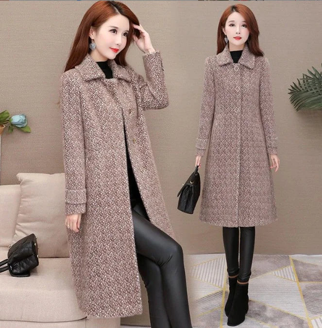 Mid-Length Padded Imitation Mink Fleece Coat for Women Mimarta