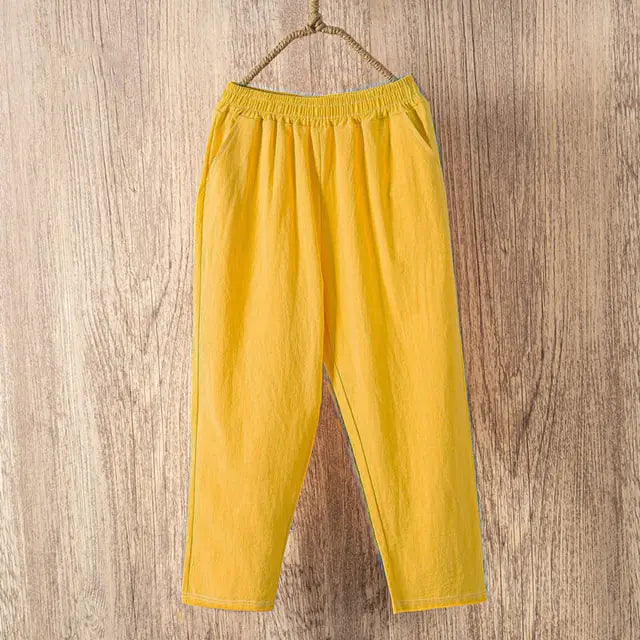 Lucyever Casual Cotton Linen Pants Women Rieworkes