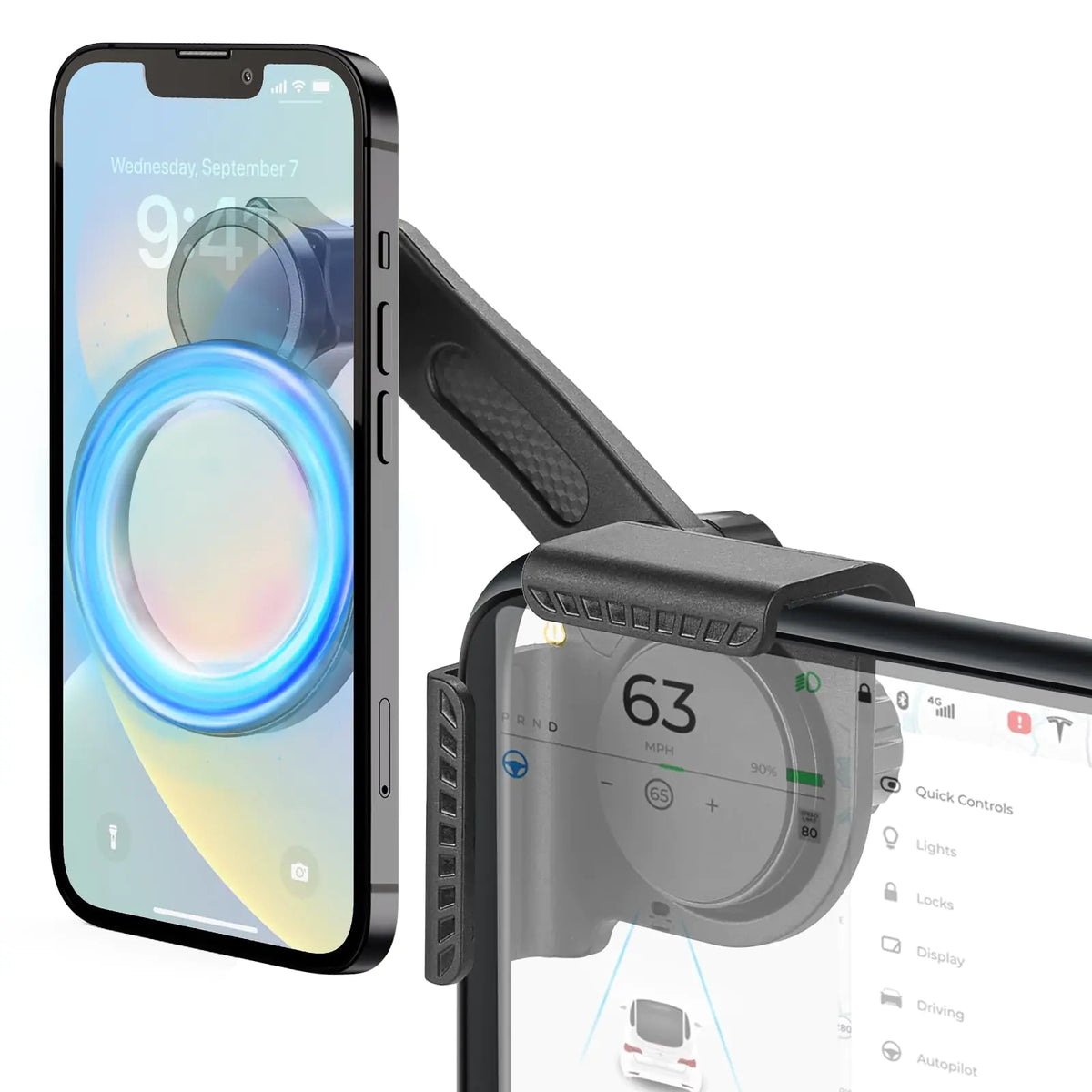 for Tesla Phone Mount, Magsafe Strongest Magnetic Tesla Phone Holder for Tesla Model 3/Model Y/Cybertruck Accessories 2024, No Glue for Car Phone Mount for Tesla with Magnetic Ring Fits for All Phone Mimarta
