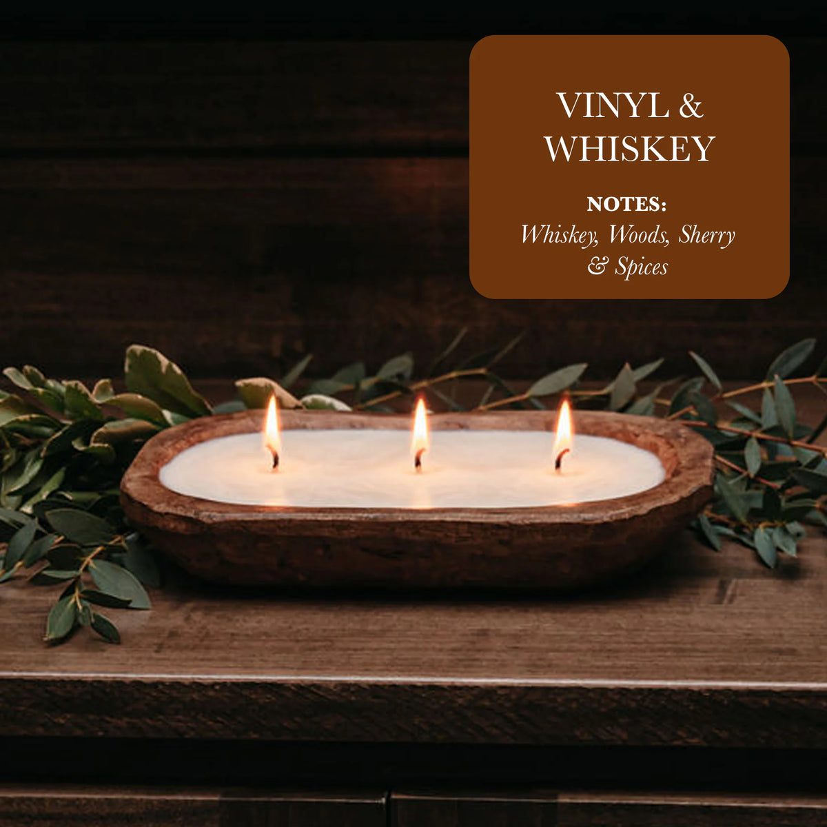 3-Wick Dough Bowl Soy Candle - Vinyl &amp; Whiskey Mimarta