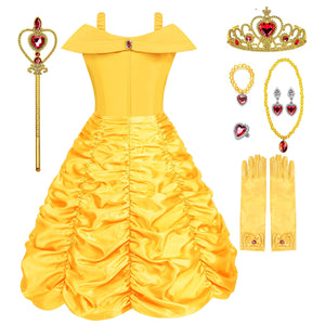 Chektin Princess Dresses For Girls Halloween Costumes For Girls Princess Costume For Girls Girls Halloween Costumes Dresses For Kids Cosplay Birthday Party Decorations With Accessories Yellow Mimarta