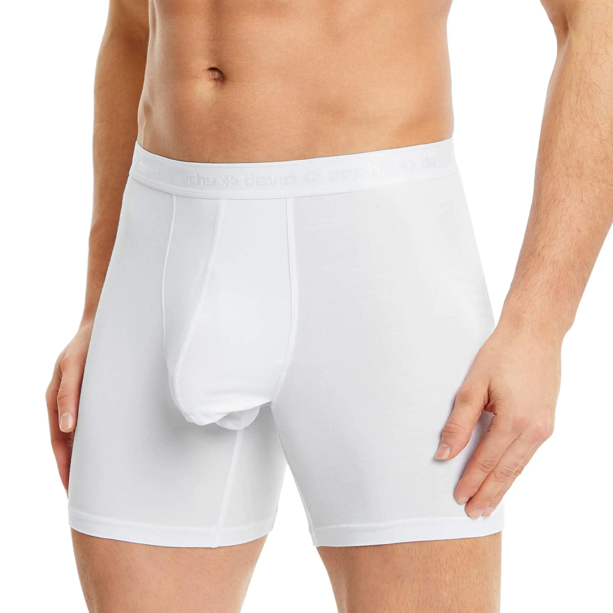 DAVID ARCHY Men's Underwear Micro Modal Dual Pouch Trunks Support Ball Pouch Bulge Enhancing Boxer Briefs for Men 4 Or 7 Pack White - 6.5" in 3 Pack Large Rieworkes