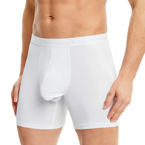 DAVID ARCHY Men's Underwear Micro Modal Dual Pouch Trunks Support Ball Pouch Bulge Enhancing Boxer Briefs for Men 4 Or 7 Pack White - 6.5" in 3 Pack Large Rieworkes