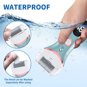 Electric Foot Callus Remover, Rechargeable Portable Electronic Foot File Pedicure Kits, Waterproof Foot Scrubber File, Professional Pedicure Tools, Foot Care for Dead Skin Ideal Gift, 3 Rollers Blue Rieworkes