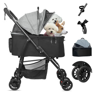 MILA&LOUIS Dog Stroller for Medium Dogs Lightweigh Pet Stroller for Small Dogs 4 Upgraded Wheels Dog Strollers with Cup Holder Hook Puppy Stroller with Detachble Spacious Cradle for Multiple Pets Mimarta