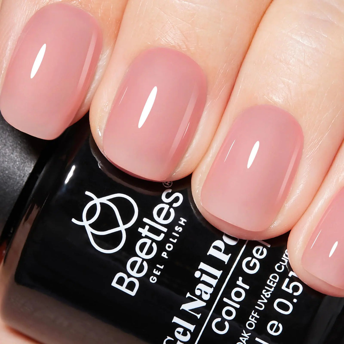 Beetles Nude Pink Gel Nail Polish, 15ml Pink Gel Polish Jelly Nude Color Translucent Nail Gel Soak Off U v LED Nail Lamp Sheer Gel Polish Nail Art Gel Gift for Girls and Women Peach Pink 0.51 Fl Oz (Pack of 1) Rieworkes