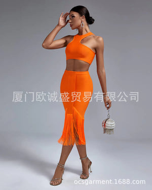 Fashionable Women's Irregular Sleeveless Top & Skirt Set Mimarta