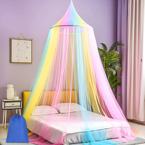 Sublaga Mosquito Net for Bed Large White Bed Canopy for Girls Hanging Bed Net Ideal for Bedroom Decorative Travel with Storage Bag (Rainbow1) Mimarta