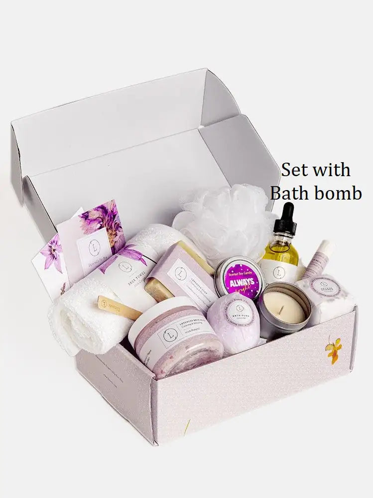 Lizush All Natural Lavender Gift Box with Bath Bomb and Shower Steamer - bath & body products Rieworkes