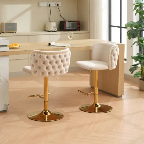 Furniture,Swivel Barstools Adjusatble Seat Height, Modern PU Upholstered Bar Stools With The Whole Back Tufted, For Home Pub And Kitchen Island Rieworkes