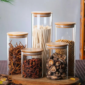 Bamboo-Covered Borosilicate Glass Food Storage Containers Rieworkes
