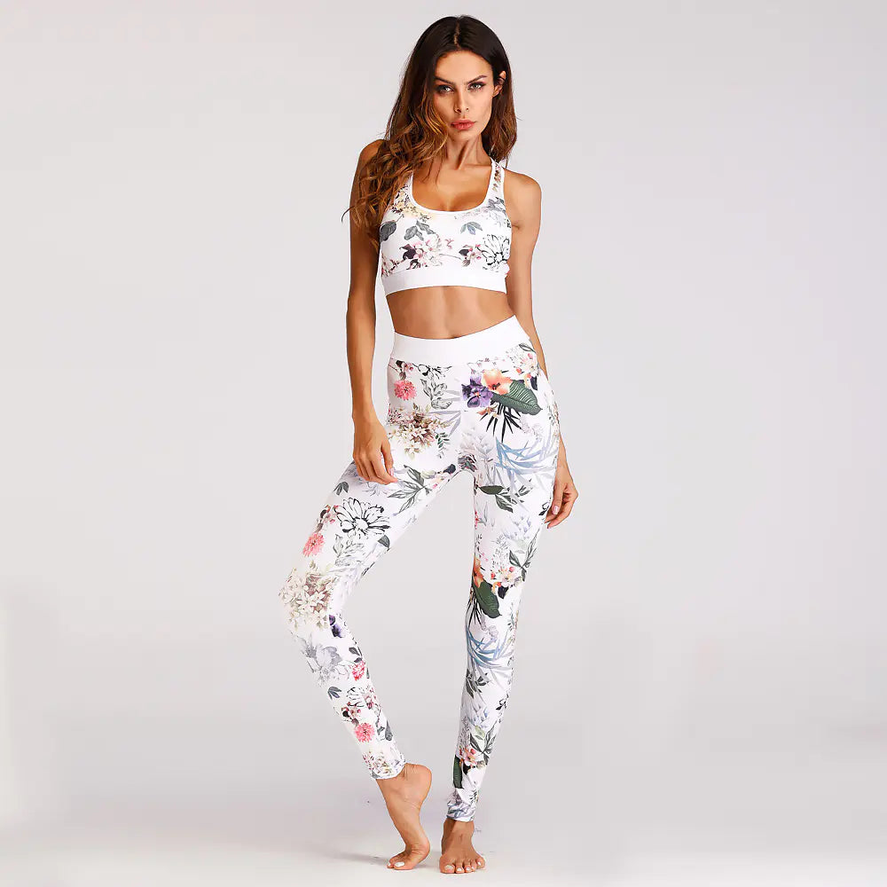 Women's Floral Print Yoga Set - Bra &amp; Leggings Outfit Mimarta