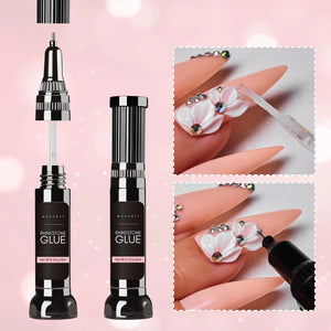 Makartt Nail Rhinestone Glue Gel, Upgrade Gel Nail Glue with Brush Pen Tip Super Strong Adhesive Precise for Nail Charms Crystals Rhinestones Beads Flower 3D Decorations 8ml*2 B-For Tiny Nail Rhinestones Rieworkes