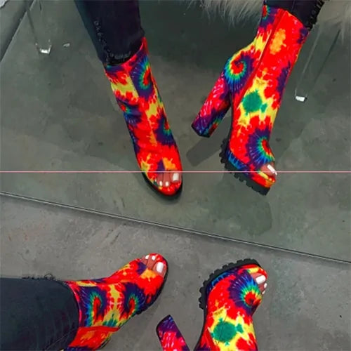 Zipped Open Toe Ankle Boots Rieworkes